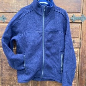 ibex Men's Medium Merino Wool Full Zip Jacket Made in the USA Navy blue